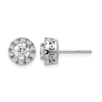 14K Weißgold Ohrstecker mit 1 ct. laborgezüchteten Diamanten VS/SI+ G+ im Halo-Design