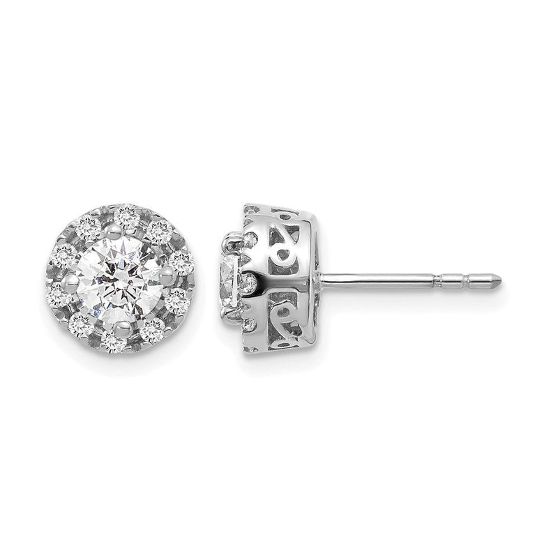 14K Weißgold Ohrstecker mit 1 ct. laborgezüchteten Diamanten VS/SI+ G+ im Halo-Design