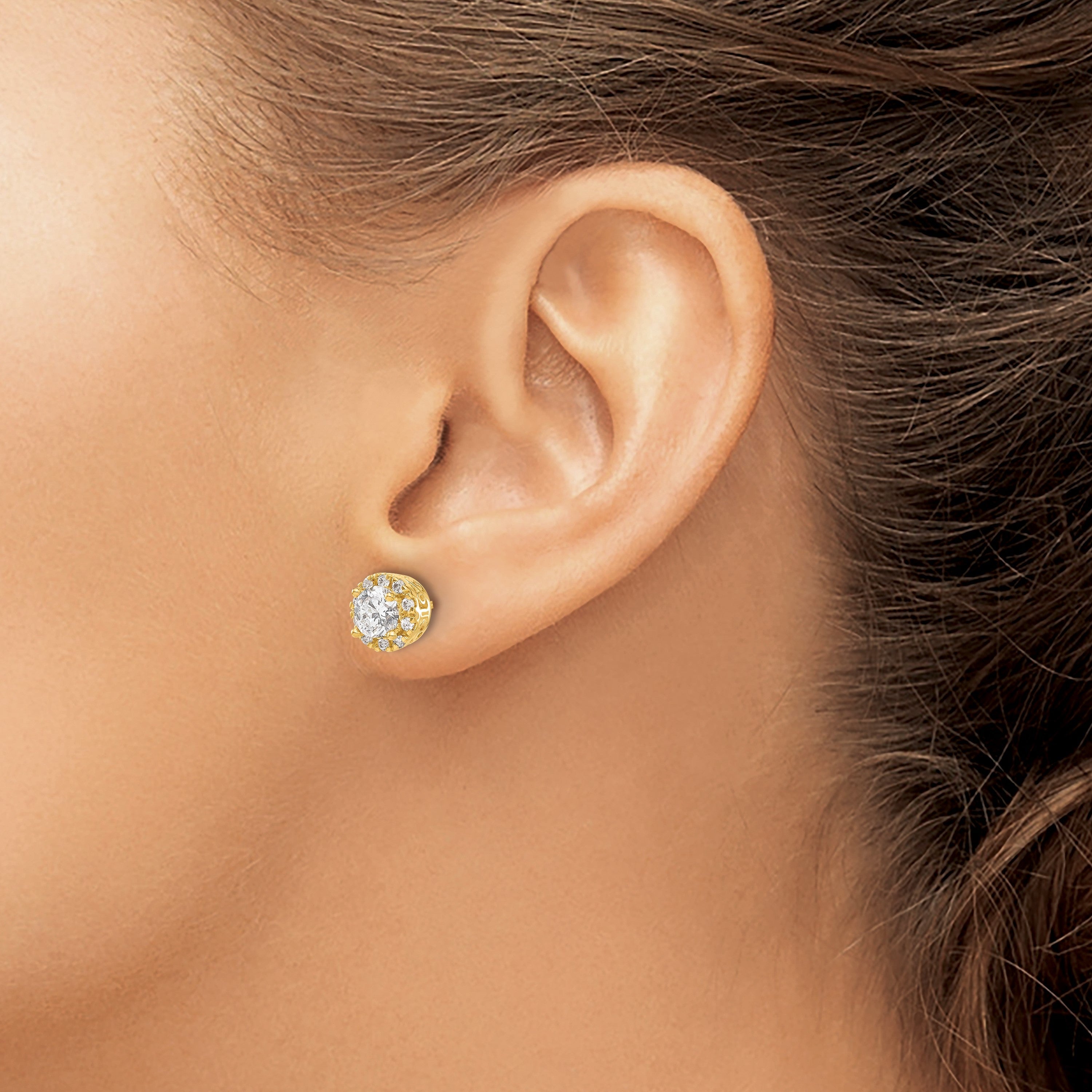 14K Gelbgold Diamant-Ohrstecker mit Semi-Mount-Fassung