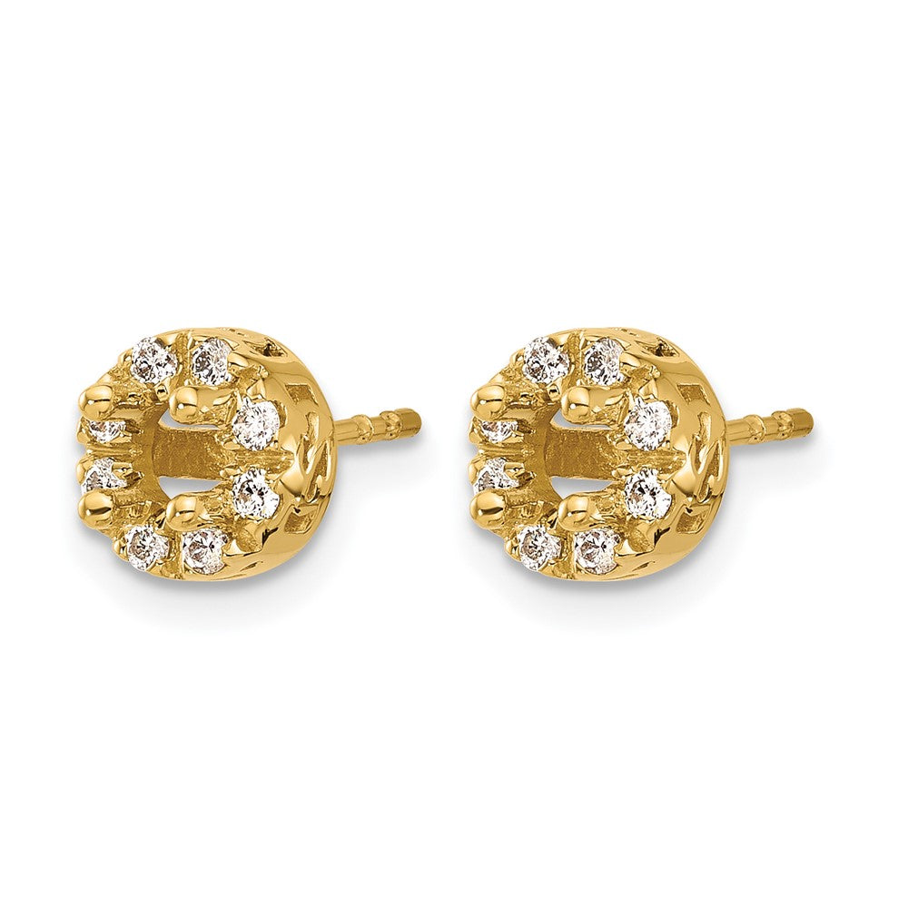 14K Gelbgold Ohrstecker mit echten Diamanten, Semi-Mount