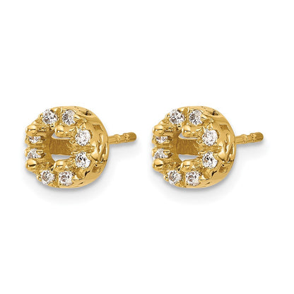 14K Gelbgold Ohrstecker mit echten Diamanten, Semi-Mount