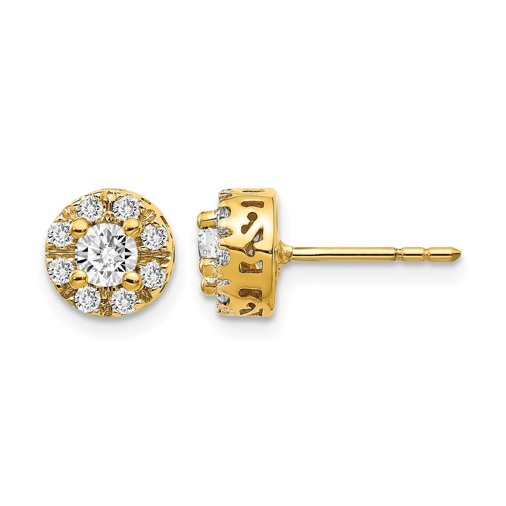14K Gelbgold Ohrstecker mit echten Diamanten, Semi-Mount