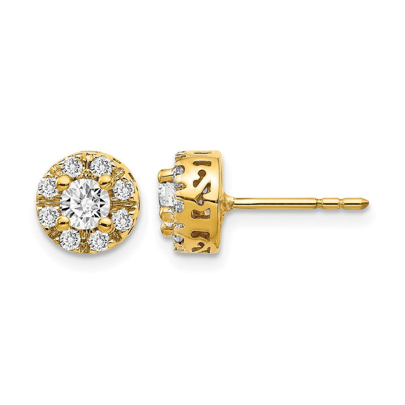 14K Gelbgold Ohrstecker mit echten Diamanten, Semi-Mount