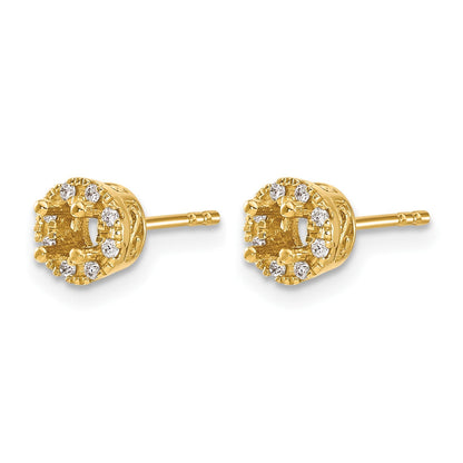 14K Gelbgold Diamant-Halbfassung-Ohrstecker mit echten Diamanten