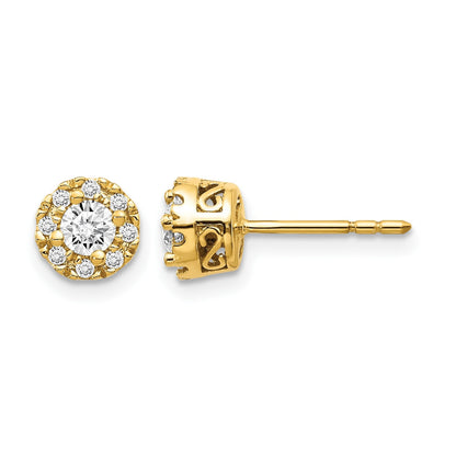 14K Gelbgold Diamant-Halbfassung-Ohrstecker mit echten Diamanten