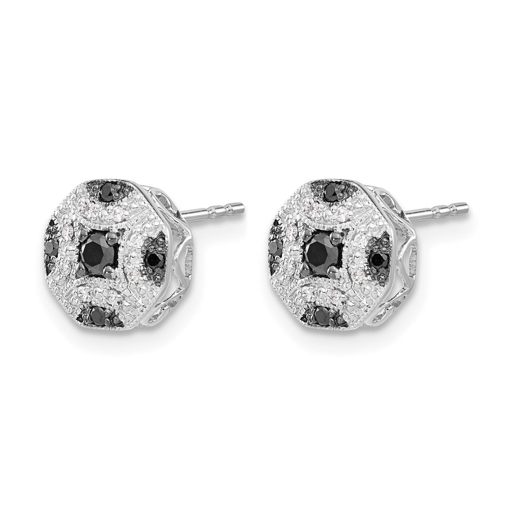 14K Weißgold Ohrstecker mit ausgefallenen weißen und schwarzen echten Diamanten