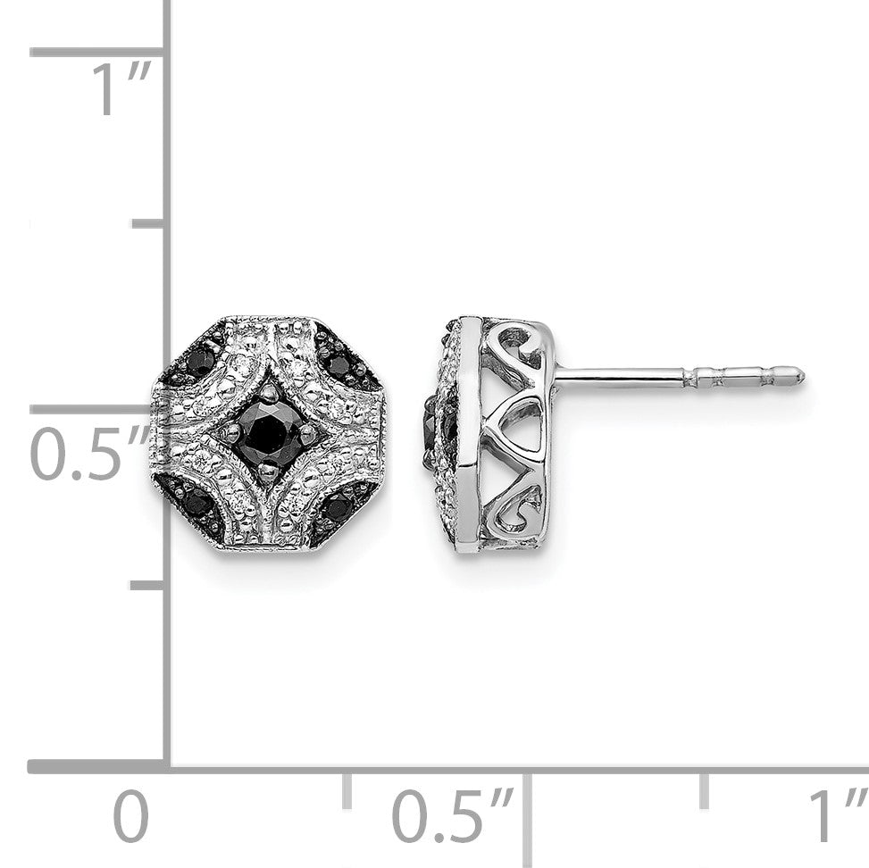 14K Weißgold Ohrstecker mit ausgefallenen weißen und schwarzen echten Diamanten