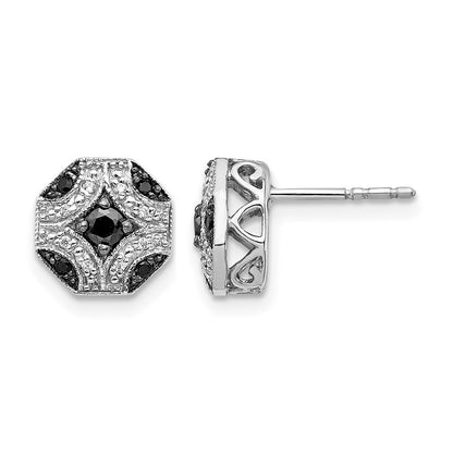 14K Weißgold Ohrstecker mit ausgefallenen weißen und schwarzen echten Diamanten