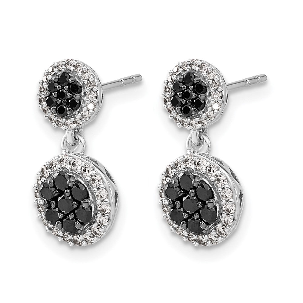14K Weißgold Schwarz/Weiß Echte Diamant-Cluster-Ohrhänger