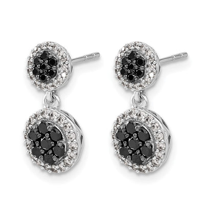 14K Weißgold Schwarz/Weiß Echte Diamant-Cluster-Ohrhänger