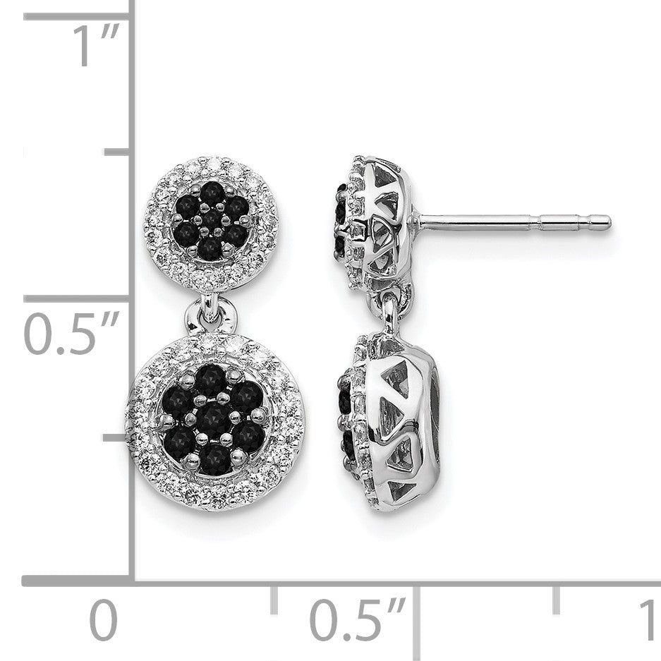 14K Weißgold Schwarz/Weiß Echte Diamant-Cluster-Ohrhänger