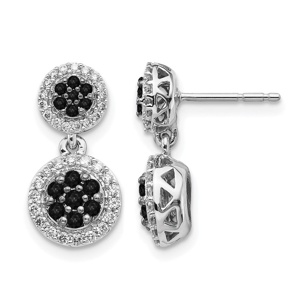 14K Weißgold Schwarz/Weiß Echte Diamant-Cluster-Ohrhänger
