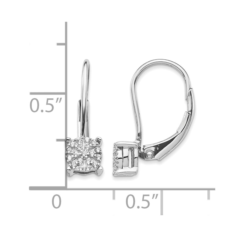 14K Weißgold Diamant-Cluster-Ohrringe mit Leverback-Verschluss
