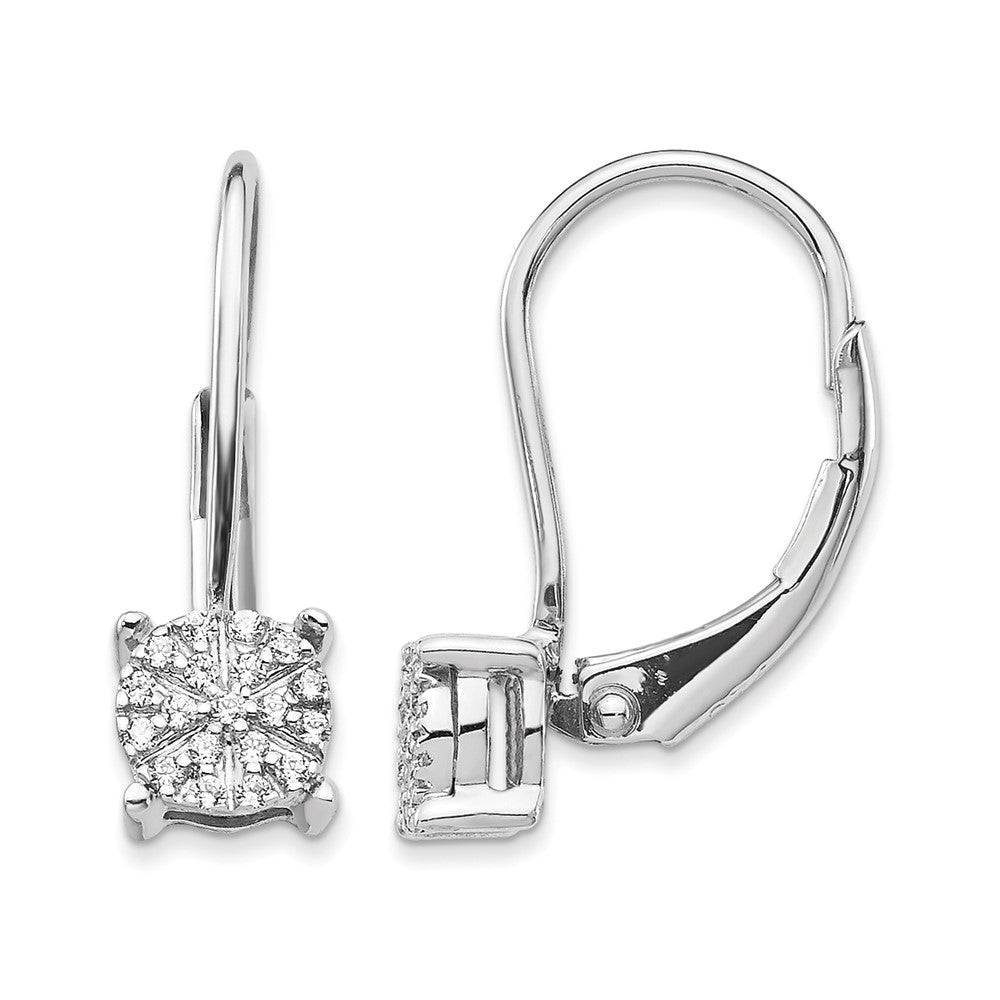 14K Weißgold Diamant-Cluster-Ohrringe mit Leverback-Verschluss