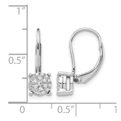 14K Weißgold Diamant-Cluster-Ohrringe mit Leverback-Verschluss