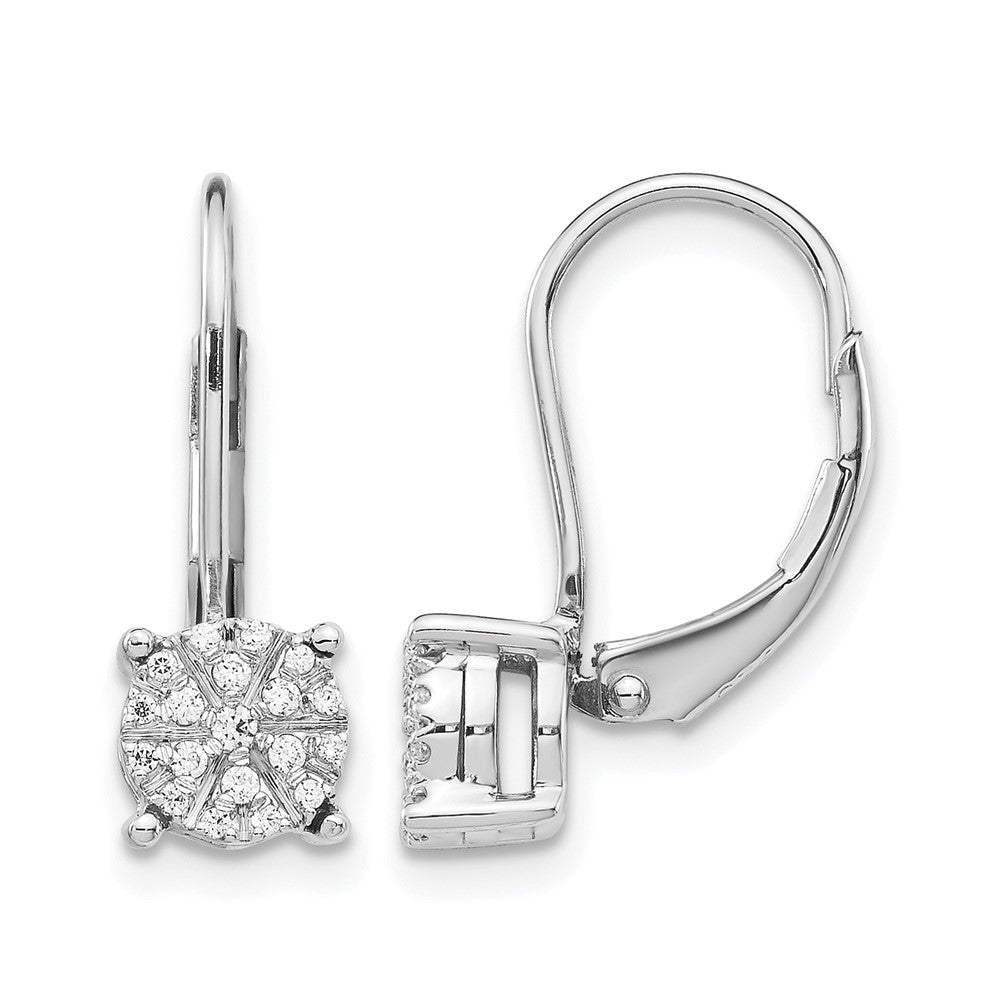 14K Weißgold Diamant-Cluster-Ohrringe mit Leverback-Verschluss