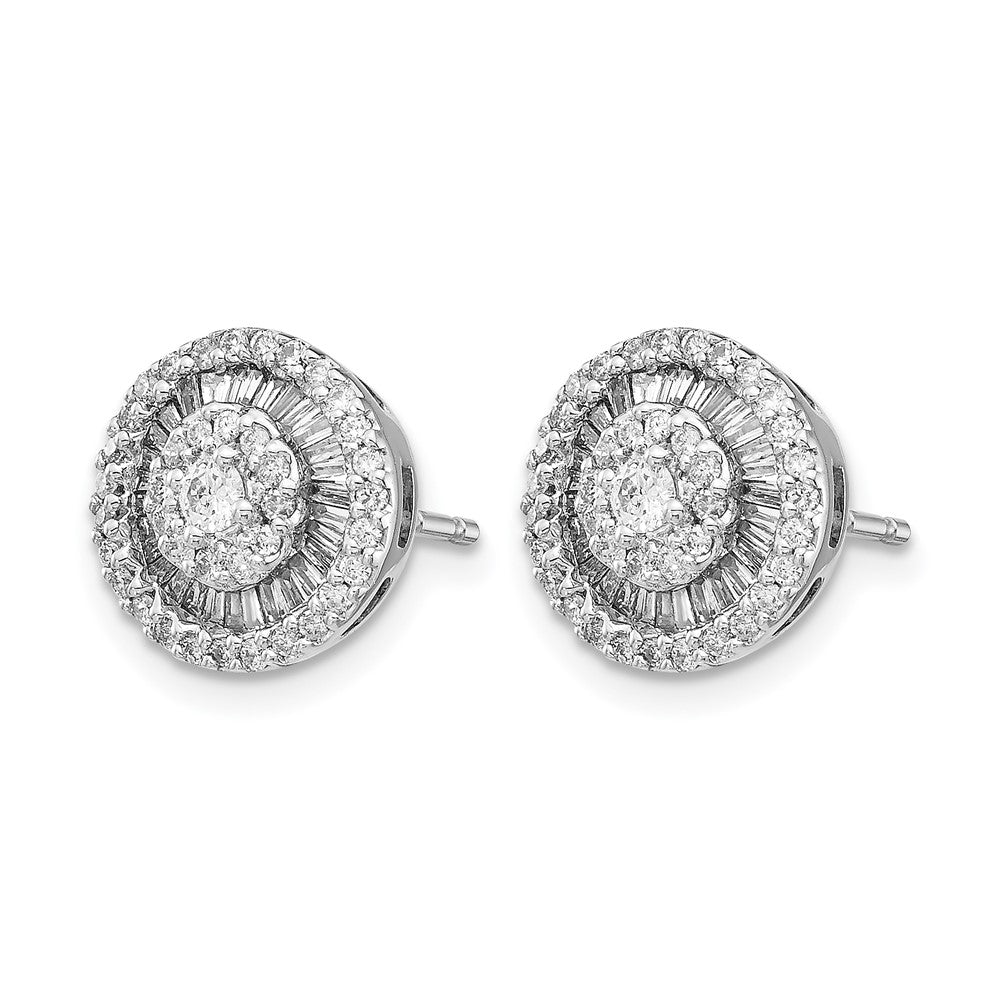 14K Weißgold Diamant-Cluster-Ohrstecker mit echten Diamanten