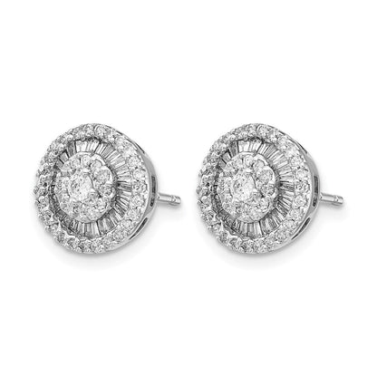 14K Weißgold Diamant-Cluster-Ohrstecker mit echten Diamanten