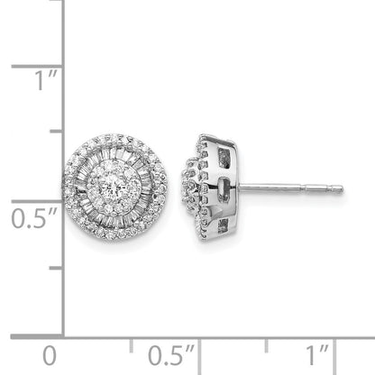 14K Weißgold Diamant-Cluster-Ohrstecker mit echten Diamanten