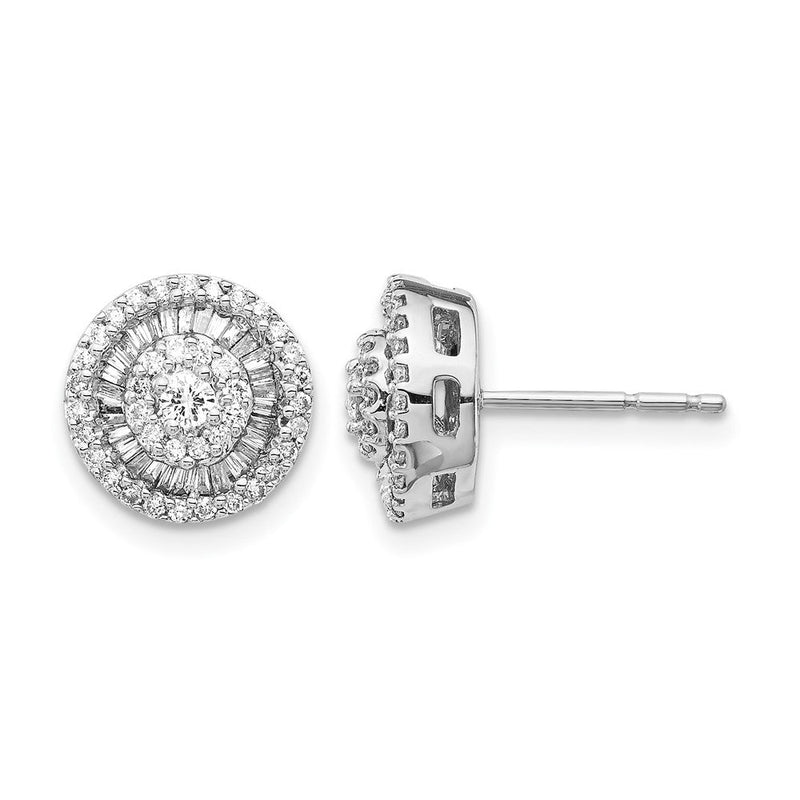 14K Weißgold Diamant-Cluster-Ohrstecker mit echten Diamanten