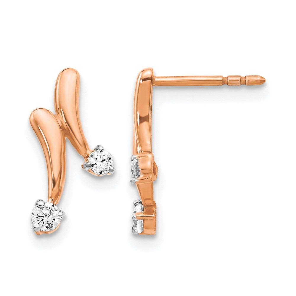 14K Roségold Ohrringe mit echten Diamanten