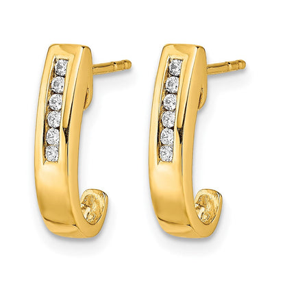 14K Gelbgold Echte Diamant-Creolen mit Stecker