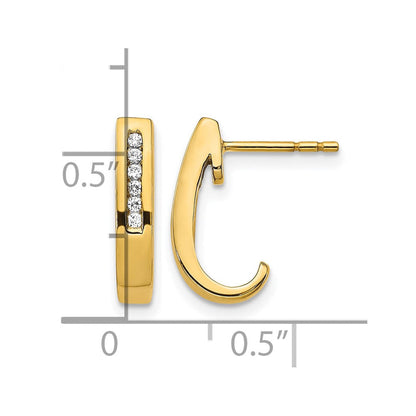 14K Gelbgold Echte Diamant-Creolen mit Stecker