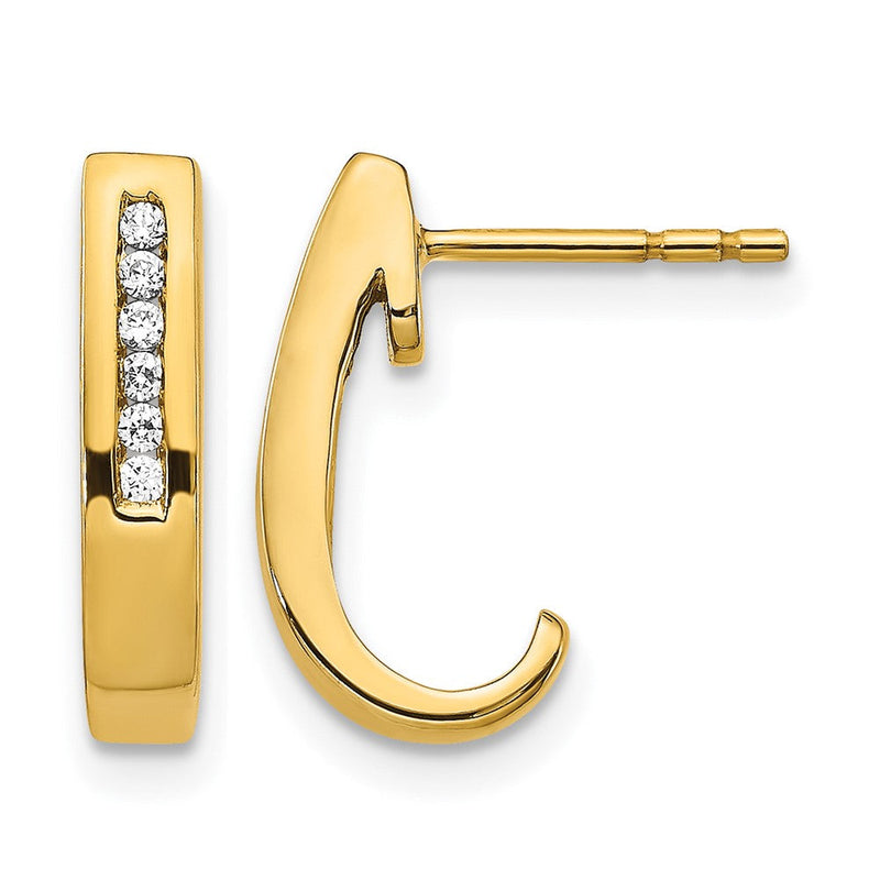 14K Gelbgold Echte Diamant-Creolen mit Stecker