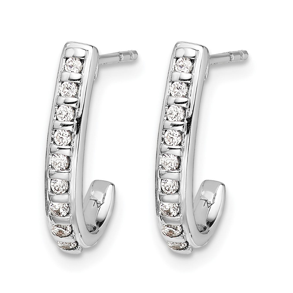 10K Weißgold Diamant J-hoop Ohrstecker