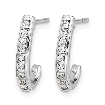 10K Weißgold Diamant J-hoop Ohrstecker