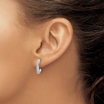 10K Weißgold Diamant J-hoop Ohrstecker