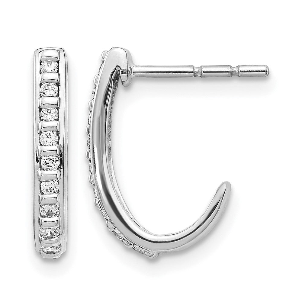 10K Weißgold Diamant J-hoop Ohrstecker