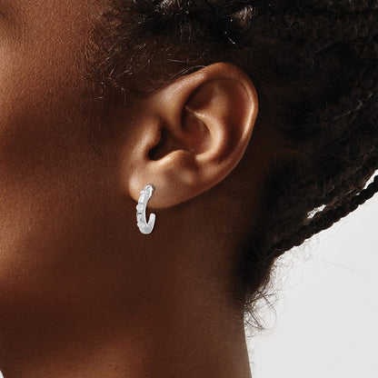 14K Weißgold Diamant-J-Creolen mit Ohrstecker-Verschluss