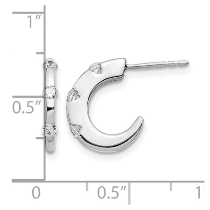 14K Weißgold Diamant-J-Creolen mit Ohrstecker-Verschluss