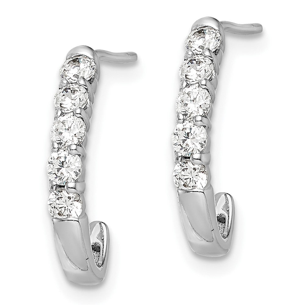 14K Weißgold Diamant-Creolen mit Steckerverschluss (echte Diamanten)