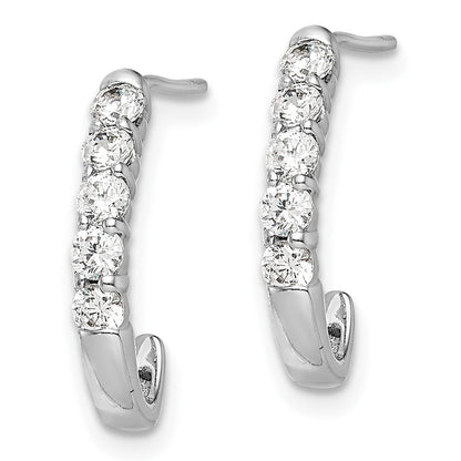 14K Weißgold Diamant-Creolen mit Steckerverschluss (echte Diamanten)