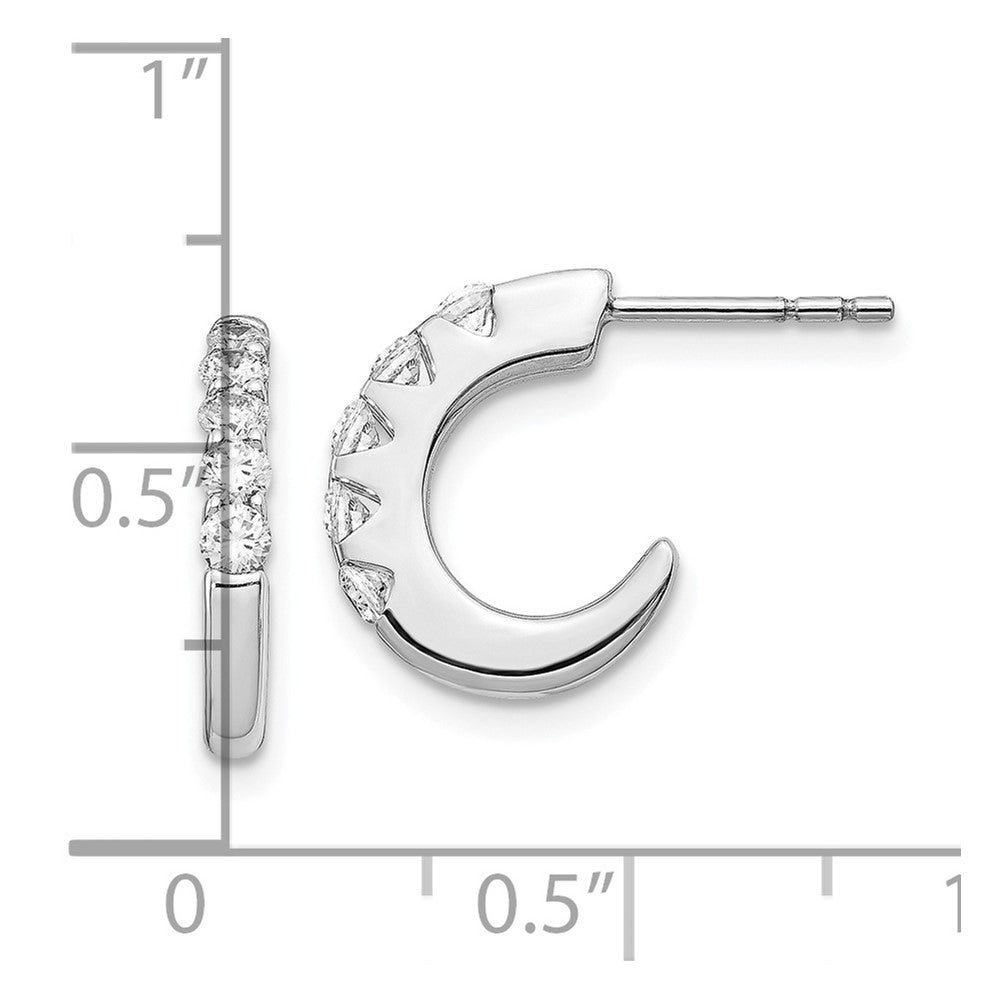 14K Weißgold Diamant-Creolen mit Steckerverschluss (echte Diamanten)