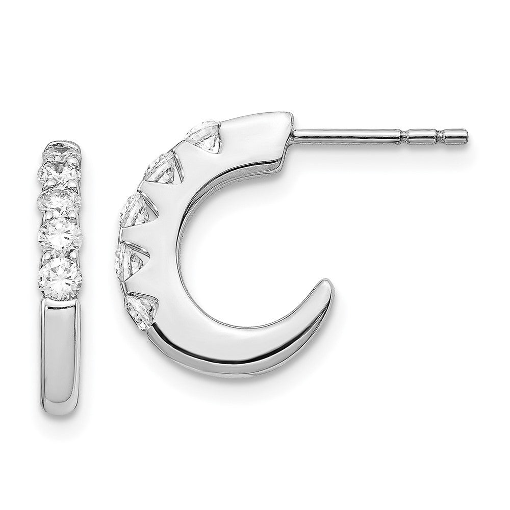 14K Weißgold Diamant-Creolen mit Steckerverschluss (echte Diamanten)