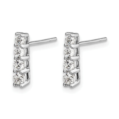 14K Weißgold Ohrstecker mit 4 echten Diamanten