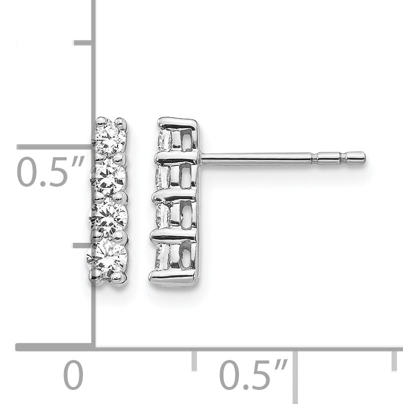 14K Weißgold Ohrstecker mit 4 echten Diamanten