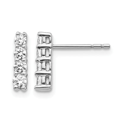 14K Weißgold Ohrstecker mit 4 echten Diamanten