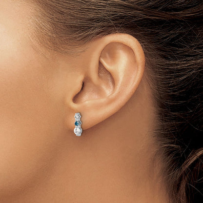 14K Weißgold Ohrringe mit blauen/weißen echten Diamanten