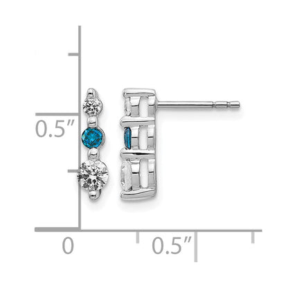 14K Weißgold Ohrringe mit blauen/weißen echten Diamanten