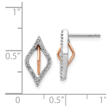 14K Gelbgold Ohrringe mit echten Diamanten in Weiß-/Roségold
