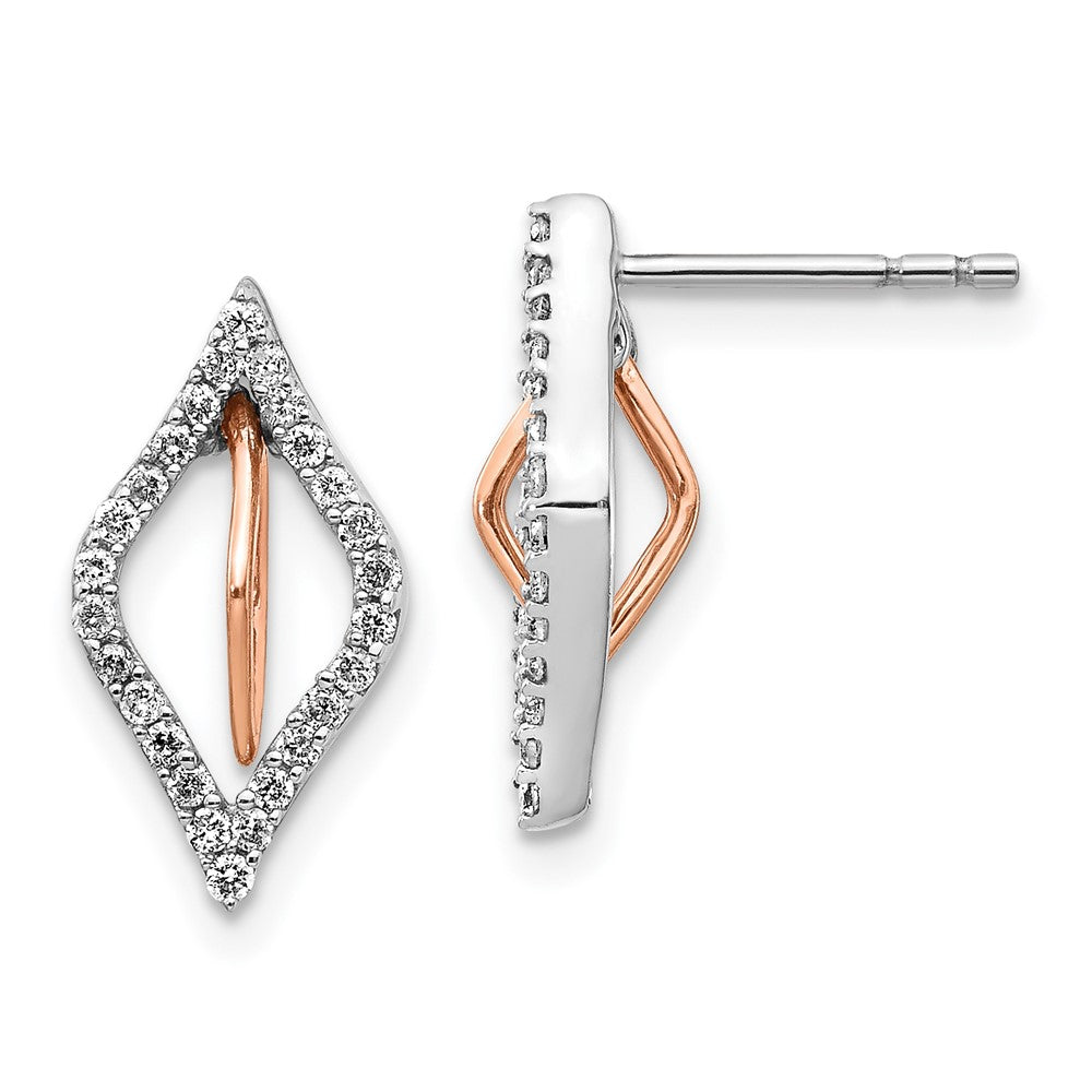 14K Gelbgold Ohrringe mit echten Diamanten in Weiß-/Roségold