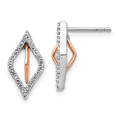 14K Gelbgold Ohrringe mit echten Diamanten in Weiß-/Roségold