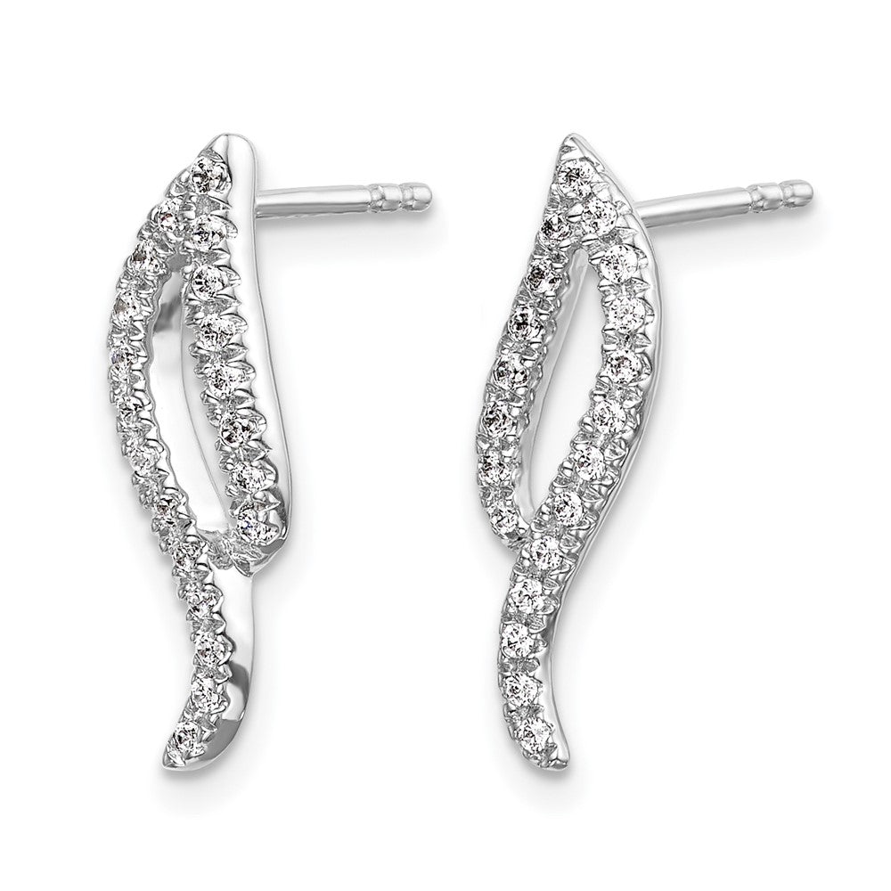 14K Weißgold Diamant-Wellen-Ohrstecker