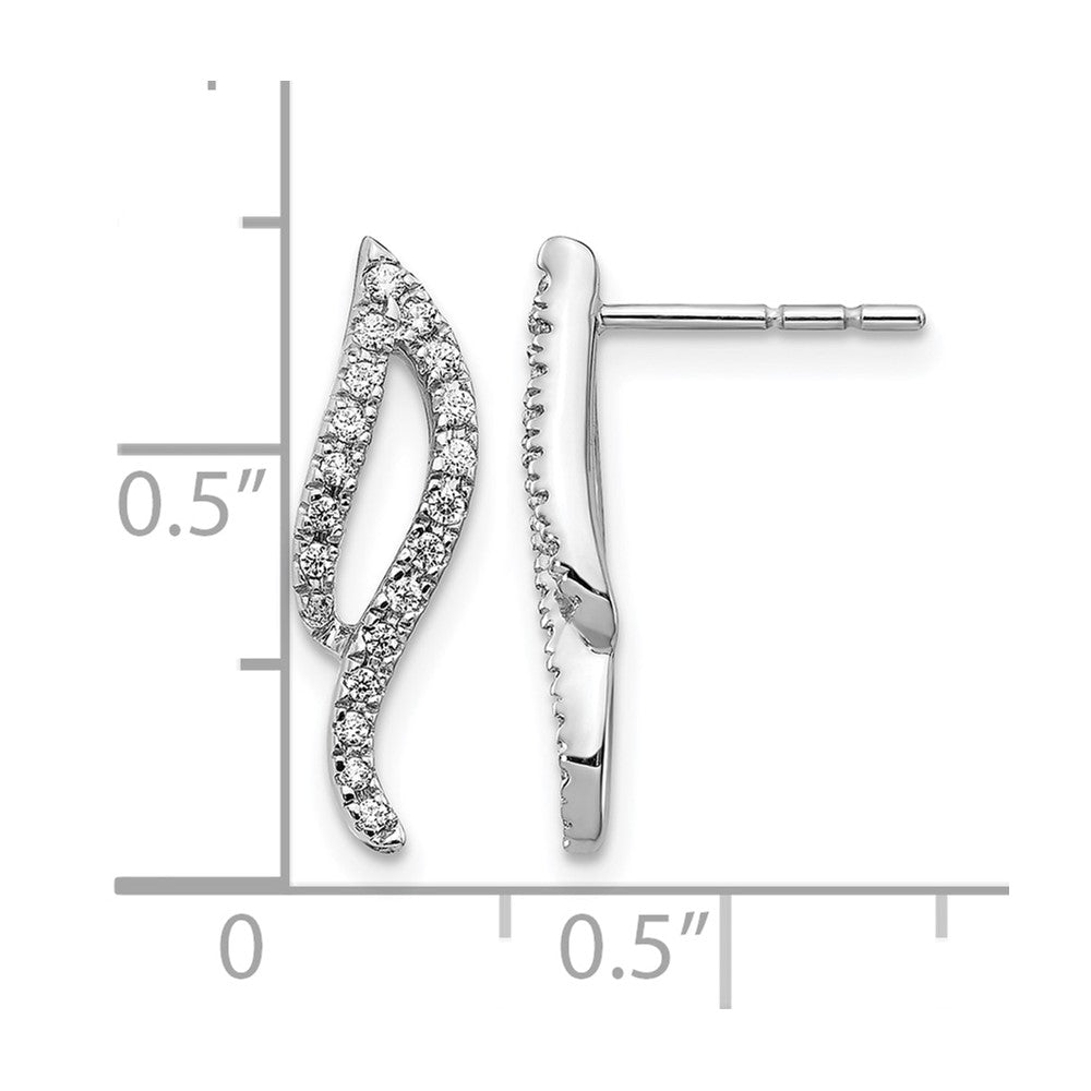14K Weißgold Diamant-Wellen-Ohrstecker