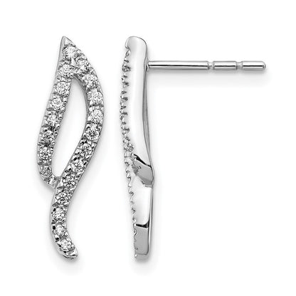 14K Weißgold Diamant-Wellen-Ohrstecker