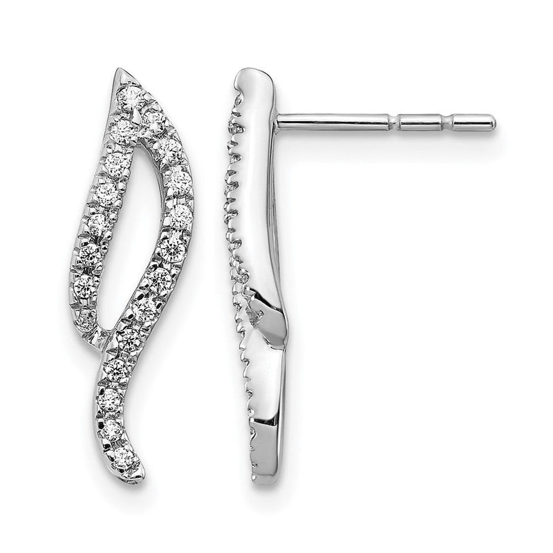 14K Weißgold Diamant-Wellen-Ohrstecker